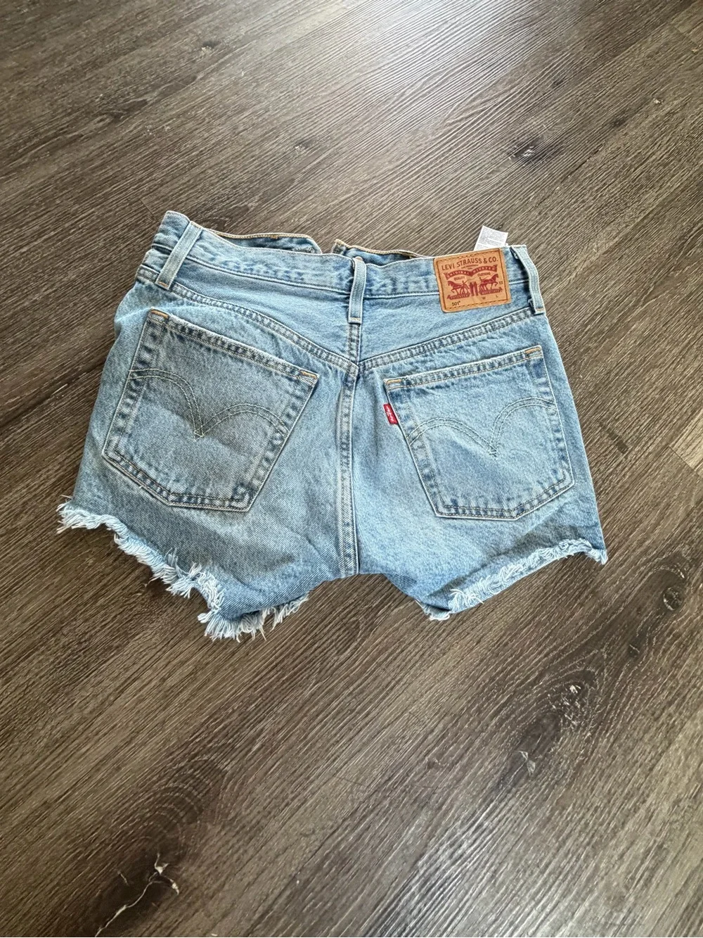 Levi's Distressed Light Blue Denim Jean Shorts